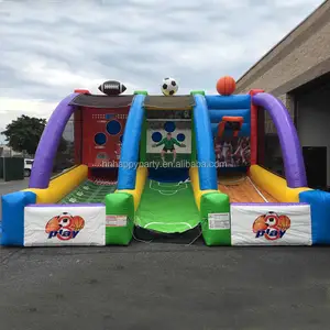 Triple play 3 in 1 sports giant inflatable basketball football soccer game for sale