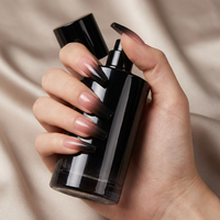 Faux ongles longs en acrylique noirs ombrés, forme cercueil, 24 pièces, réutilisables