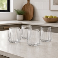 Gelas Tumbler 340ml Alas Bergalur, Sisi Halus, Alas Bulat, Bertekstur Lembut, untuk Air, Jus, Teh, Penggunaan Sehari-hari