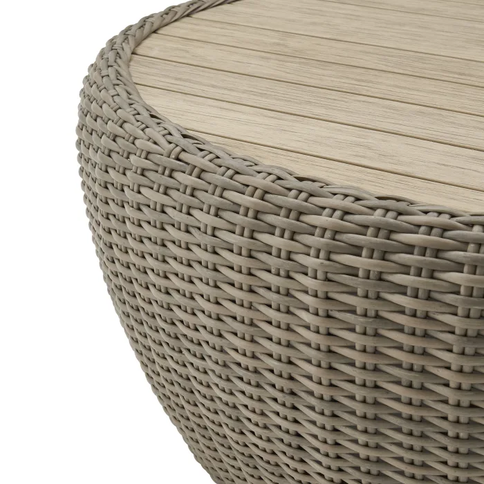 Classical Wholesale Modern Patio Frame Design Garden Outdoor Pool Set Furniture Round Wicker Rattan Fabric Coffee Table