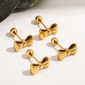 Boucles d'oreilles clous en acier inoxydable plaqué <span class=keywords><strong>or</strong></span> 18 carats MICCI, bijoux en acier inoxydable anti-ternissement, pour femmes - Product Image 3