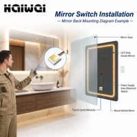 Interrupteur tactile carré à une touche, vente en gros d'usine, DC12V 24V 5A, variateur triple sortie, OEM ODM, pour éclairage LED de miroir