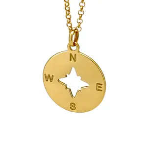 Best Spanish Quality Style Necklace Medal Wind Rose Silver 18K Gold Plating for Women's Girl's and Gift