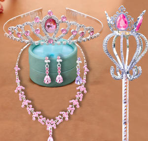 Ensemble de bijoux pour fille princesse de fête, 3 pièces, couronne de cheveux en strass colorée, sceptre, collier, boucles d'oreilles, pour anniversaire - Product Image 2