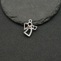 Acier inoxydable Ange Gardien Lunette Prong Réglage Blanc Plateau Pendentif pour Coeur Zircon Femmes 3D Cire Coulée Bijoux Usine