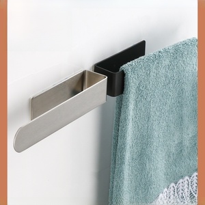 Toallero unipolar simple de estilo americano Técnica de colgante de toalla tejida sin perforaciones de acero inoxidable cepillado transfronterizo - Product Image 5