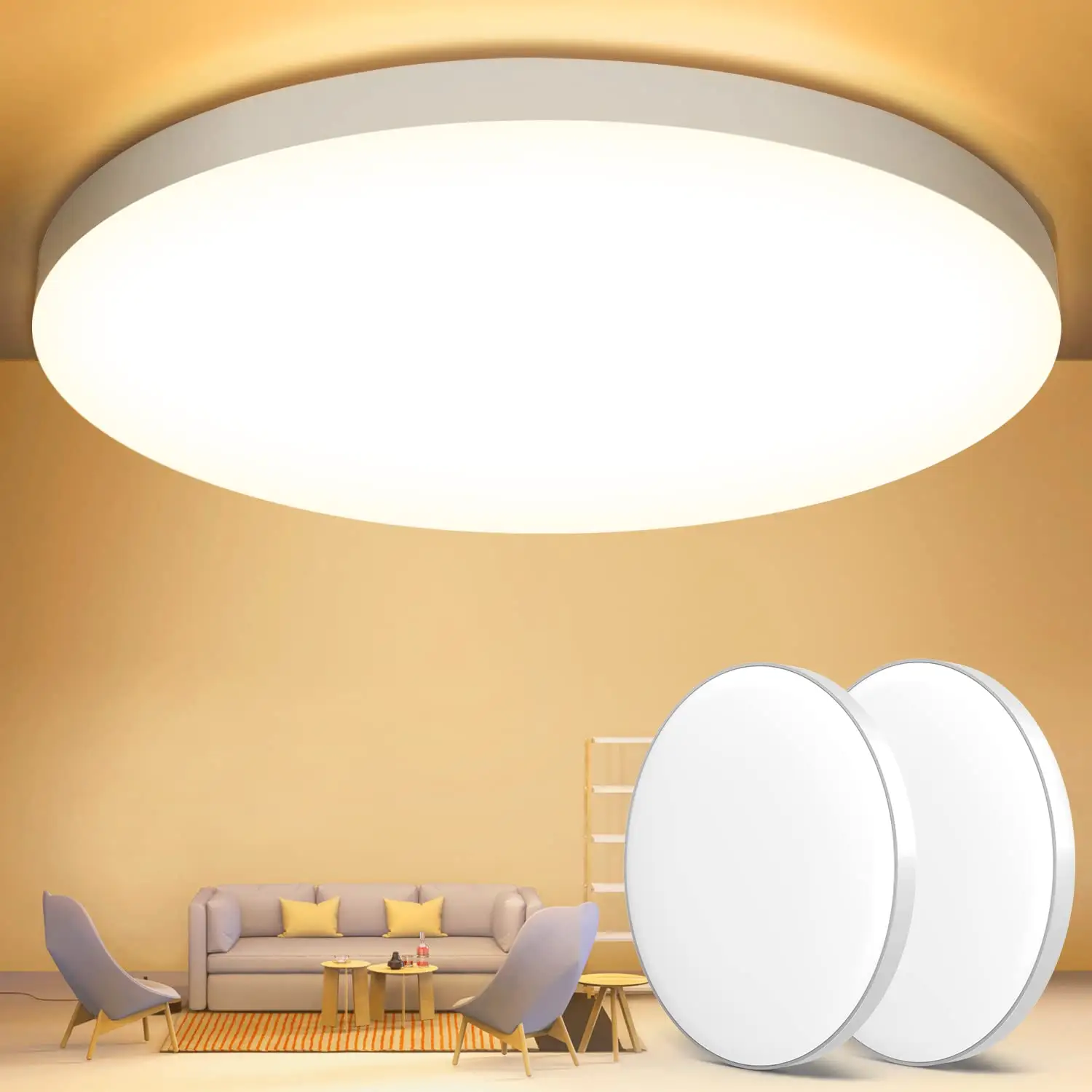 Modern basit beyaz Ultra ince Ideal 4000K 18W 24W IP44 IP54 su geçirmez yuvarlak oturma mutfak banyo LED düz tavan ışık