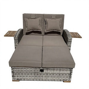 Sofá de Ratán Moderno de Alta Calidad de Fábrica Vietnamita, Respaldo Reclinable Ajustable, Cojín de Poliéster y Madera para Muebles de Jardín - Product Image 1