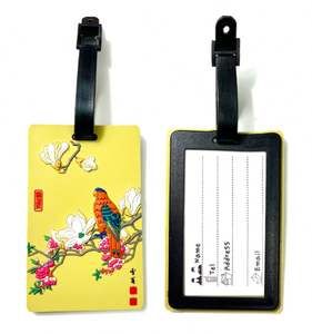 Étiquette de bagage personnalisée avec logo, motif dessin animé mignon, étiquette de voyage imprimée pour mariage, étiquette de bagage en PVC caoutchouc - Product Image 2