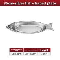 Platos para Pescado de Acero Inoxidable 304, Plato Ovalado Creativo para Barbacoa, para Cocina y Restaurante