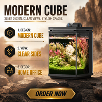 Aquarium de bureau moderne en verre, kit de démarrage complet avec filtre et éclairage LED pour salon, bureau, aquascaping planté