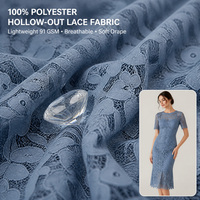 Tissu en dentelle imprimée ajourée 100 % polyester 91 GSM, dentelle tricotée inodore pour robe de mariée, tenue de scène, vêtements pour enfants