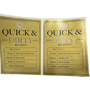 Étiquette de luxe personnalisée en <span class=keywords><strong>feuille</strong></span> d'or avec logo, autocollant en papier pour imprimante auto-adhésive, emballage en flexographie à l'encre de soja de qualité supérieure - Product Image 1