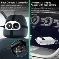 Boîte sans fil multifonctionnelle 3-en-1 CarPlay Android Auto avec caméra de surveillance des sièges arrière pour la sécurité du véhicule