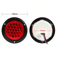 Feu arrière LED rond de 4 pouces pour remorque, 24 volts, feu arrière de camion, 24 LED, feu stop robuste pour poids lourds, rouge, ambre, blanc