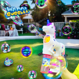 Juguete Infantil Unisex, Pistola de Burbujas de Unicornio con Luces LED, Hecha de Plástico PP Resistente - Product Image 2