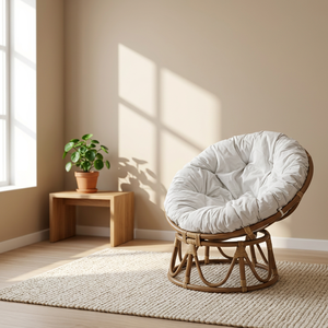 Fauteuil Papasan 85 cm modulaire en rotin capitonné, moderne, confortable et douillet, idéal pour la chambre, le salon, la salle à manger ou l'école - Product Image 3