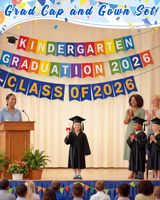 Ensemble Robe et Toque de Remise de Diplôme Mat pour Enfants avec Pompon 2026