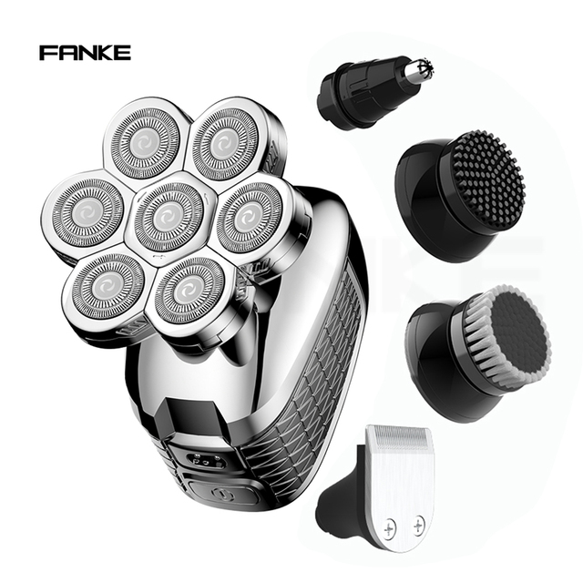 Factory Price 7D Head Waterproof Bald Head Cordless Shaving Trimmer 5 in 1 Multi-Function Rechargeable Rotary Shaver for Men