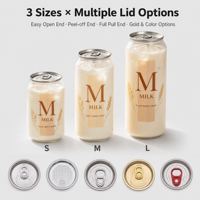 Custom Logo Printed Clear PET Cans With Metal Lid 55mm for Juice Soda Dessert Cold Drink Takeaway Wholesale Bulk Supply