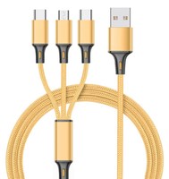 Productos de Venta caliente Todo en uno Cable USB Cable DE DATOS 1,2 m 4FT Nylon trenzado con 3 conectores Cable de carga USB RSZ8