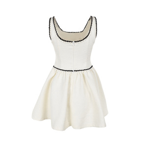 Sexy Low Out Slim Sling plisado vestido señora Chic High Street Party Vestidos mujeres elegante sin mangas Patchwork Vestidos cortos - Product Image 6