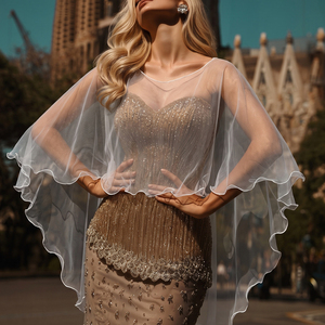 YouLaPan Bolero Retro <span class=keywords><strong>de</strong></span> Malla Suave con Borde Ondulado, Chal Corto para Registro <span class=keywords><strong>de</strong></span> Matrimonio, Recepción <span class=keywords><strong>de</strong></span> Cócteles, Acepta VG147 - Product Image 5