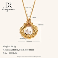 Collier pendentif abstrait en forme de coquillage en acier inoxydable plaqué or 18 carats Dingran pour femme, vente en gros, bijoux océaniques tendance et à la mode