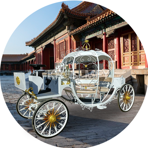 Carruaje de calabaza para boda de Cenicienta, carruaje turístico eléctrico blanco, decoración navideña para exteriores, carruaje de caballos - Product Image 5