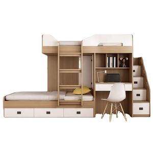 Günstiges Weißes Kinder-Hochbett aus Holz vom Hersteller auf Lager mit Kleiderschrank, Stauraum und Treppe - Product Image 1