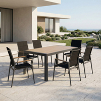 Table d'extérieur moderne en aluminium, plateau à lattes toutes saisons, extensible, pour jardin, salle à manger, école, villa, cour arrière, finition thermolaquée