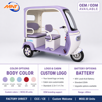 Petit tricycle électrique avec toit, véhicule électrique à trois roues multi-passagers pour les trajets quotidiens en famille