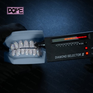 Hip hop grillz răng khảm thiết lập kết hợp Kích thước đá GRA rapper grills Iced ra 925 Bạc vvs kim cương moissanite grillz - Product Image 3