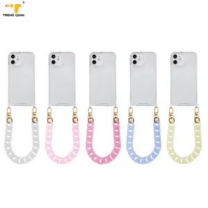 Hot Selling Matte Charm Wrist Strap Anti Lost Strong Clear Cell Phone Accessories Acrylic Cases For iPhone 15