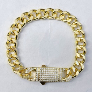 Pulsera de Cadena Cubana JML de Latón Chapado en <span class=keywords><strong>Oro</strong></span> de 14k con Circonita para Hombre y Mujer, Collar de Cadena Plateada de Alta Calidad, <span class=keywords><strong>Oro</strong></span> - Product Image 1