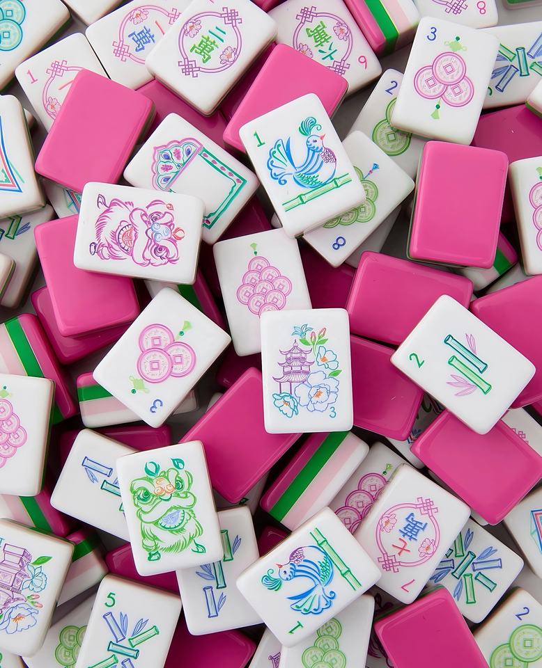 Mahjong Stack Patterns Full Creative Pink Acrylic Luxury Mahjong Custom Pattern Tabletop Game ...