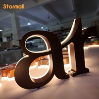 Logo 3D avec éclairage halo, finition métallique de qualité supérieure, design personnalisé, lettres rétroéclairées, signalisation publicitaire extérieure pour mur de bâtiment