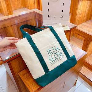 Bolsa de lona de algodón con logotipo personalizado, bolsa de compras de lona con bolsillo para eventos - Product Image 3