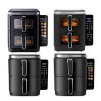 Friteuse à air 12L (6L+6L) avec écran tactile pliable, grand menu couleur, double friteuse électrique numérique à double zone