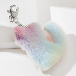 <span class=keywords><strong>Mode</strong></span> Mini Kawaii arc-en-ciel peluche <span class=keywords><strong>pompon</strong></span> mignon léopard papillon Poms coeur jouets en peluche porte-clés sac accessoire suspendu - Product Image 5