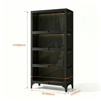 Vitrine Moderne en Verre Durable avec Cadre en Acier, Portes Anti-Poussière, Gain de Place pour Salon, Chambre, Salle à Manger, Hôtel