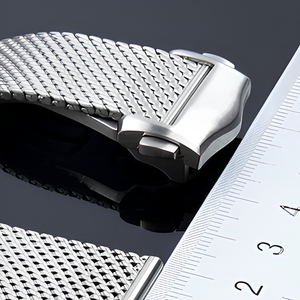 Bracelet de <span class=keywords><strong>montre</strong></span> de remplacement en acier titane milanais de 20 mm, série Cosmic 007, <span class=keywords><strong>avec</strong></span> fermoir déployant, pour Omega - Product Image 6