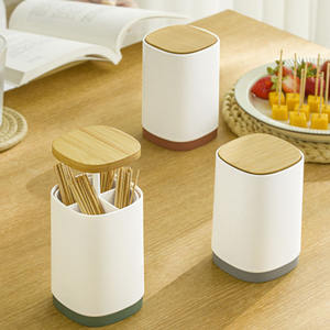 Dispensador Automático de Palillos de Dientes con Estilo de Prensa, Dispensador de Hisopos de Algodón Dividido - Product Image 1