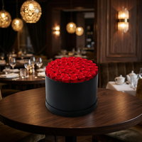 AM-PFB02B Ammy Rose éternelle en boîte cadeau ronde noire, boîtes de la Saint-Valentin, articles décoratifs de Noël, cadeau pour la fête des mères