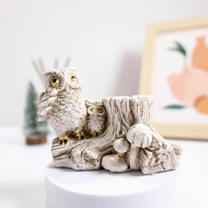 Support de souche d'arbre sculpté à la main en forme de hibou, robuste, pour géodes de cristal, pierres brutes et collections de pierres précieuses - Product Image 4