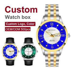 Montre analogique à quartz de luxe pour hommes d'affaires avec accents de diamants et de moissanite, bracelet en <span class=keywords><strong>cuir</strong></span>, boîtier en acier inoxydable, résistante à l'eau - Product Image 2