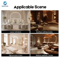 Table de manucure de luxe or et blanc, lampe de table pour salon de beauté, bureau de manucure triple, ensembles de tables et chaises de manucure personnalisés