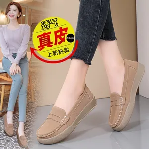 <span class=keywords><strong>Mocasines</strong></span> de Cuero Genuino para Mujer, Cómodos, Planos, Antideslizantes, Diseño de Gamuza Suave para Primavera y Otoño - Product Image 5