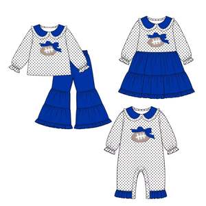 Combinaison pour bébés filles, motif à pois de football personnalisé, pour le jour du match, collection automne, tendance, en Spandex/Coton Biologique, douce, vente en gros - Product Image 5