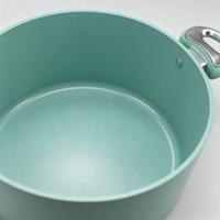 Pot à soupe binaural en aluminium de 28cm avec couvercle en verre revêtement céramique antiadhésif